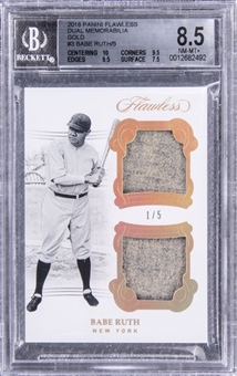 2018 Panini Flawless #3 Babe Ruth (#01/05) Gold Dual Jersey Patch - BGS NM-MT+ 8.5